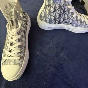 Dior Women's Monogram High-Top Sneakers - White and Black, size 40. Unworn.